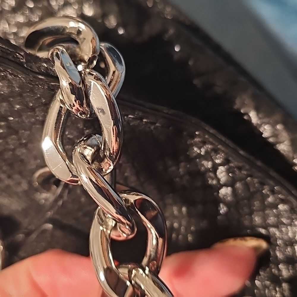 Michael Kors Black Snakeskin Textured Handbag - Picture 8 of 8